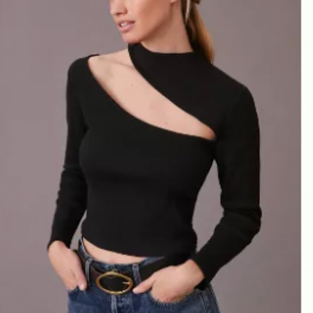 English Factory Anthropologie Cut Out Top Black XS